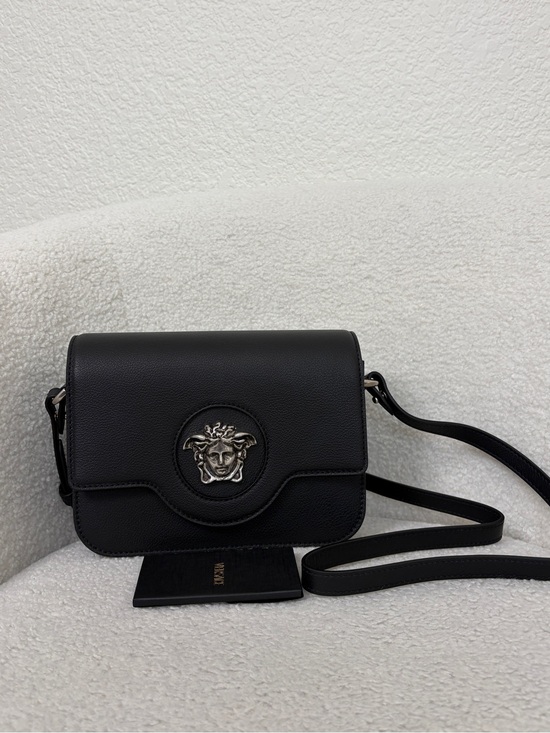 Versace Handbags - Versace Medusa Black Leather Crossbody Bag with Medallion Accent new